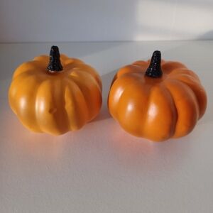 Two Orange‎ Small Halloween Holiday Seasonal Decorations Pumpkins